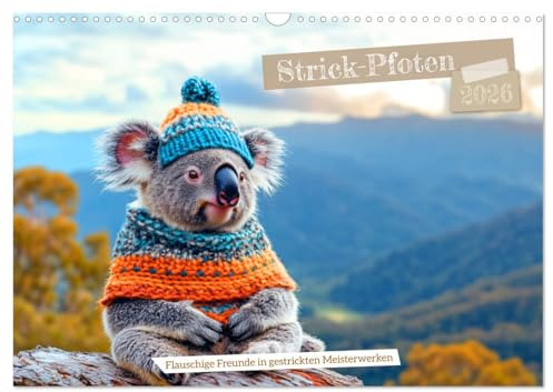 Strick-Pfoten - Flauschige Freunde in gestrickten Meisterwerken (Wandkalender 2026 DIN A3 quer), CALVENDO Monatskalender: Dieser Wandkalender vereint ... gemütlich gemacht haben. (CALVENDO Hobbys)