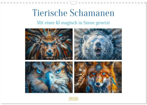 Tierische Schamanen (Wandkalender 2026 DIN A3 quer), CALVENDO Monatskalender: Tierische Schamanen, sind faszinierende Wesen, die in den Tiefen der Natur verborgen sind. (CALVENDO Tiere)