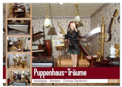 Puppenhaus-Träume (Wandkalender 2026 DIN A2 quer), CALVENDO Monatskalender: Puppenhaus zwischen Nostalgie und Modern. (CALVENDO Hobbys)