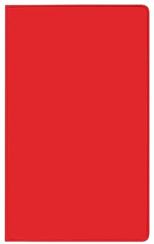 Taschenkalender Pluto geheftet PVC rot 2025: Terminplaner mit Monatskalendarium und Uhrzeit. Dünner Buchkalender - wiederverwendbar. 1 Monat 2 Seiten. 8,7 x 15,3 cm
