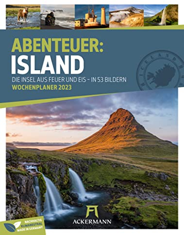 Island - Wochenplaner Kalender 2023, Wandkalender im Hochformat (25x33 cm) - Wochenkalender mit Rätseln und Sudokus auf der Rückseite