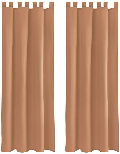Bestlivings Blickdichte Gardine im 2er Pack mit Schlaufen (140x145 cm/Hellbraun), in vielen Farben