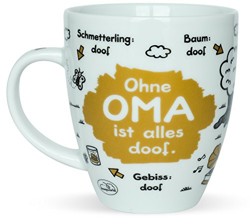 Sheepworld Tasse Ohne Oma ist alles doof | Porzellan, 45 cl | Kaffetasse, Teetasse, Tasse mit Spruch, Geburtstag | 45135