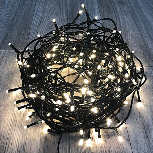 96er LED-Lichterkette warmweiß innen & außen mit Trafo Kabel grün