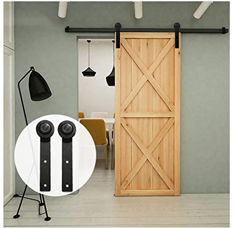 6.6FT/200 cm Schiebetür Kit Scheunentor Hardware Schiebetür Hardware Kit für Einzelne Scheunentore/Schwarze I-Form/LWZH