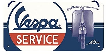Nostalgic-Art 28028 Retro Hängeschild Vespa – Service – Geschenk-Idee für Roller-Fans, aus Metall, Vintage-Design zur Dekoration, 10 x 20 cm
