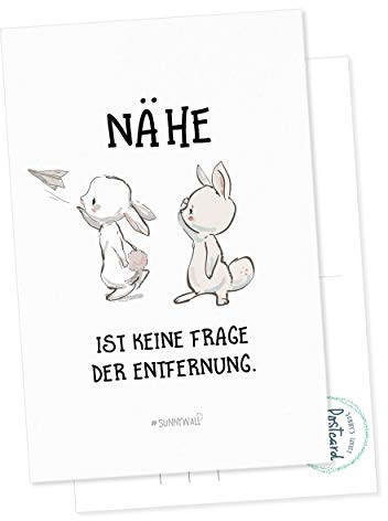 Postkarte Geschenkkarte Hase rabbit Postbote Nähe ist keine Frage der Entfernung