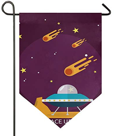 MONTOJ Space UFO Home Sweet Home Garden Flagge, vertikal, doppelseitig, Yard Outdoor Deko, Polyester, 1, 12x18.5in