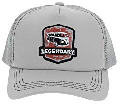 BRISA VW Collection - Volkswagen Baseball-Cap-Military-Kappe-Mütze-Cappy-Kopfbedeckung mit T1 Bulli Bus Motiv (Vintage Logo/Grau)