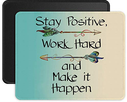 ITNRSIIET Mauspads [2er-Pack] mit genähten Kanten, hochwertiges strukturiertes Mauspad, rutschfeste Gummiunterseite, Mauspad für Laptop, 10.2x8.3x0.3 cm, inspirierendes Zitat + Schwarz