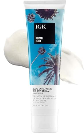 IGK RICH KID Wave Enhancing Air-Dry Cream | Hold + Texture + Shine | Vegan + Cruelty Free | 5 Oz