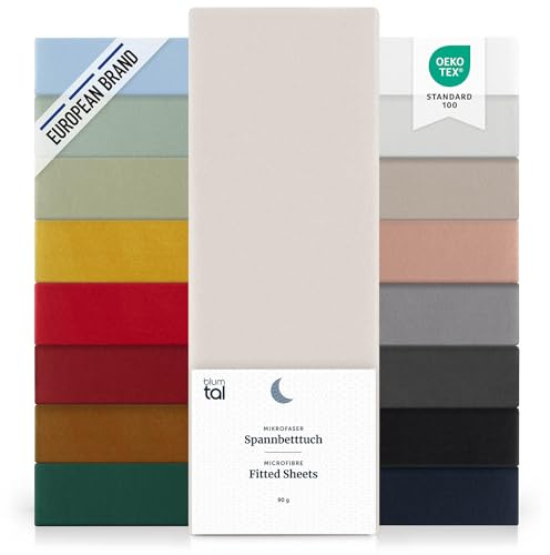 Blumtal® 2er Set Spannbettlaken 150x200x30cm aus Microfaser - Oekotex zertifiziertes Bettlaken Spannbettlaken in Elfenbein