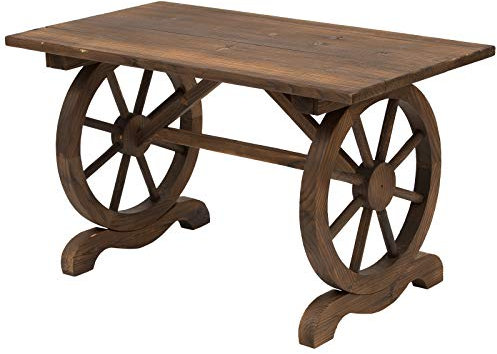 Outsunny Tavolo da Giardino Stile Country con Gambe a Ruota, in Legno di Abete Resistente alle Intemperie 113x60x65cm