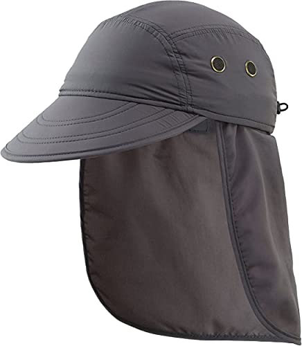 Magracy Herren Sommer UPF 50+ Fischerhut mit Nackenklappe Sonnenschutz Kappe, dunkelgrau