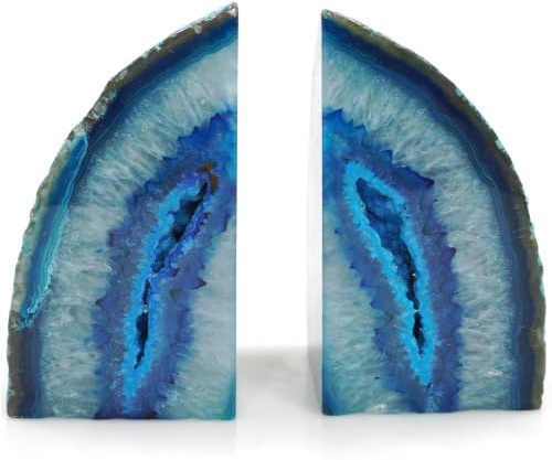 XMHOME Geode Buchstützen 1,4-1,8 kg schwere Kristallstein Deko 1 Paar Blau