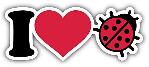 20cm! Hochwertiger Kühlschrank-Auto-Aufkleber Sticker Cartoon Comic Ich liebe I love Marienkäfer UV&Waschanlagenfest Decal