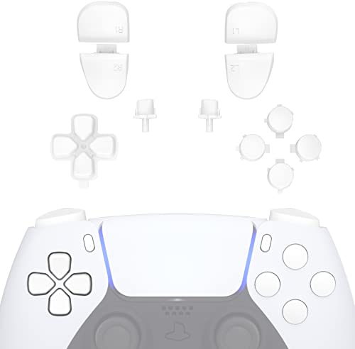 eXtremeRate Kit de Botones Completos para ps5 Mando - Repuesto de D-Pad, R1 L1, R2 L2, Share, Options y Botones de Acción, Teclas Compatible con ps5 BDM-010 BDM-020 (Blanco)