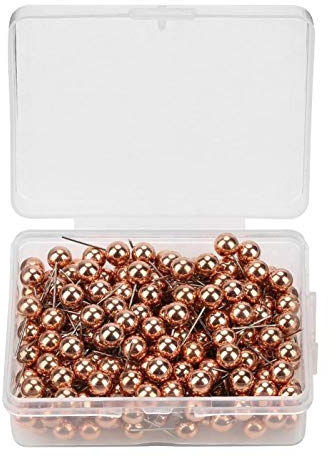 Map Push Pins, Pushpin Round Reißzwecken Plastik Edelstahl Karten Pin Scharfer Spitze Roségold Reißzwecke Dekoratives DIY Werkzeug Pinnwand Stoffmarkierungen Handwerk Weltkarte Basteln(Roségold)
