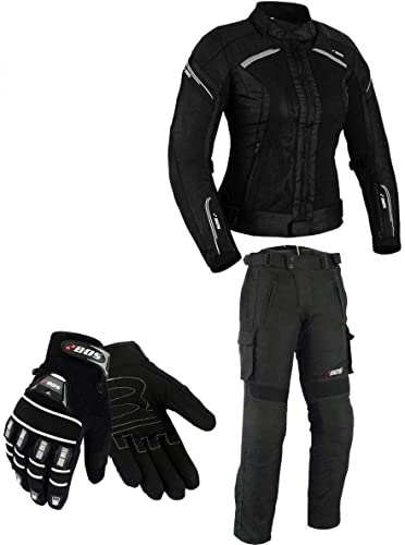 DAMEN MOTORRADKOMBI JACKE + HOSE + HANDSCHUHEN - BIKE MOTORRAD ROCKER TOURING