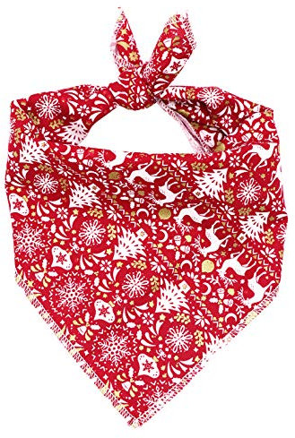 ARING PET Hunde-Bandana, Dreieckiger Lätzchen-Schal aus Baumwolle, Weiches, Bequemes Weihnachts-Rentier-Hund-Bandanas für Kleine bis Große Hunde und Katzen