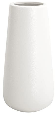 Vase Weiß 20 cm Hoch, Blumenvasen Modern aus Keramik für Tischdeko Innenbereich, Deko Vasen für Pampasgras