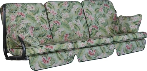 ANGERER Hollywoodschaukel Auflage Comfort – Ersatzauflage für 3-Sitzer Gartenschaukel – Polster für Schaukel zum Sitzen, Liegen & Entspannen, Made in Germany, hochwertiger Stoff, Grün-Rosa geblümt