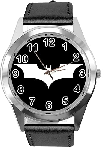 TAPORT Schwarze runde Uhr aus Leder für Actionfilm-Fans E2, Schwarz , Gurt