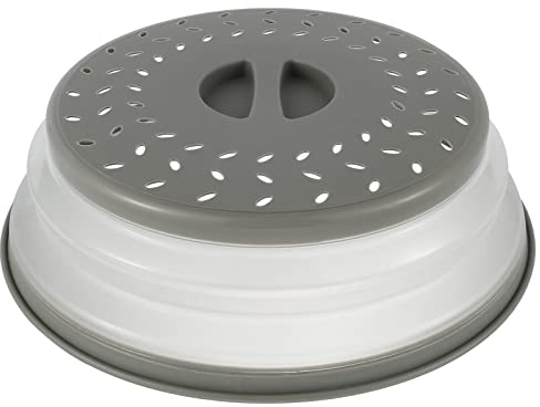 KTCINA Cloche Micro Onde Couvercle Micro Ondes Pliable Retractable avec Trous de Vapeur Anti Vapeur Couvercle Micro Onde sans Bap pour Fruits Légumes 26cm Gris universel