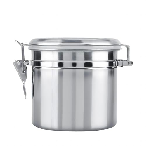 VIFERR Vorratsdose Für Lebensmittel, Kaffeebehälter aus Edelstahl, Vakuumversiegelter Vorratsbehälter Für Zucker, Tee, Bohnen, Gewürze(1100ML)