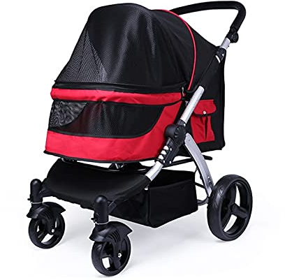 Hundebuggy für große Hunde – hält 30 kg, Reise-Tragetasche mit atmungsaktivem Oxford-Tuch – Kinderwagen aus Aluminiumlegierung – ideal für zwei Katzen