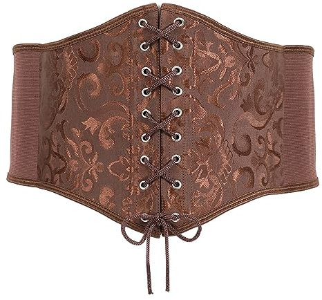 XZQTIVE Damen Schnürkorsett Gebunden Gürtel Elastisch Breites Band Waspie Korsett Taille Gürtel Bustiers Korsetts Hüftgurt für Halloween Partys, Kaffee, 73cm
