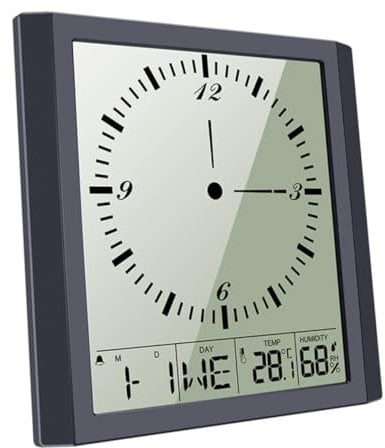 MAGICLULU Multifunktionale Digitale Wanduhr Mit Hygrometer Und Kalender Großes LCD-Display Schwarz Wandhängend Haushalts-alarmuhr Ohne Batterie Geeignet Für Schlafzimmer Büro Wohnzimmer