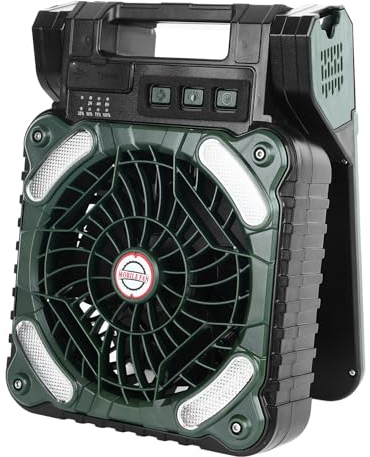 Bewinner Ventilateur de Camping à énergie Solaire, Ventilateur Solaire Portable, Ventilateur de Camping à énergie Solaire Rechargeable 5200 MAh avec Lanterne LED, Port de Chargeur USB