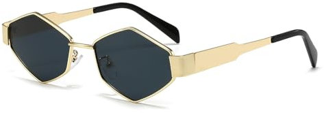 YAMEIZE Trendy Metall Rahmen Hexagon Sonnenbrille - für Damen Herren 90er Jahre Vintage Classic Brille Metall UV400 Schutz Fahren Outdoor