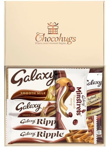 Chocohugs Chocolate Gift Box Hamper | Filled with Galaxy Full Sized Bars Smooth Milk, Minstrels | Letter Box Friendly | Box of Chocolates| Gift for Mother, Father, Children, Teacher | Treat Box