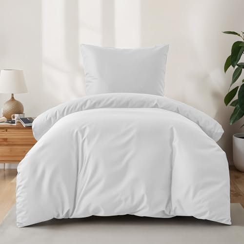 Dreamzie Funda Nordica Algodon 135x200 - Blanco - Ropa de Cama, Funda Edredon 135x200 y 1x Funda Almohada 80x80 - Algodón Reforzado - 2 Piezas