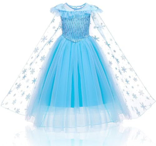 AYBUY Robe Enfant de Princesse, avec Accessoires de Baguette Magique | Princesse Couronne Costume Princess pour Enfant Cosplay Noël Costume Carnaval