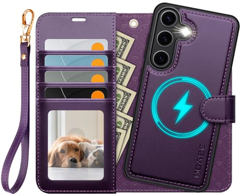 OCASE for Samsung Galaxy S25 Plus Case, 2 in 1 Wallet, Dark Purple | Detachable, PU Leather, RFID Blocking, Wireless Charging, Card Holders, Kickstand, Shockproof Removable Phone Cover