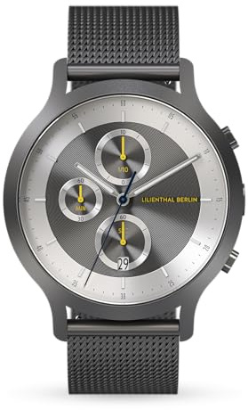 Lilienthal Berlin Chronograph LP Dark Silver White in dunkelgrau – Herrenuhr aus 316L Chirurgenstahl mit einem Quarzuhrwerk & saphirgehärtetem Mineralglas – 42,5 mm