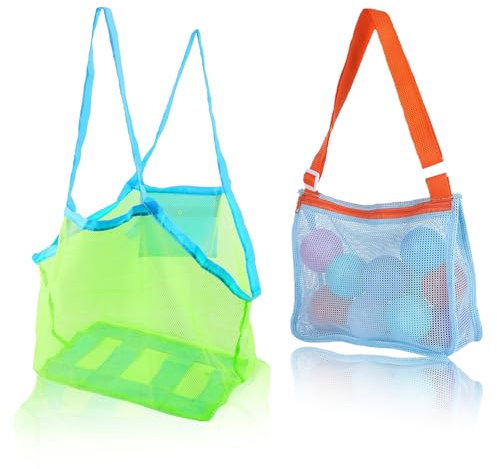 ElevaPulse Netztasche Sandspielzeug - Strandzubehör für Kinder mit Innenfach, Robuste & Leichte Sandspielzeug Tasche für Schwimmbad, Spielplatz und Urlaub, Wiederverwendbare Aufbewahrungstasche