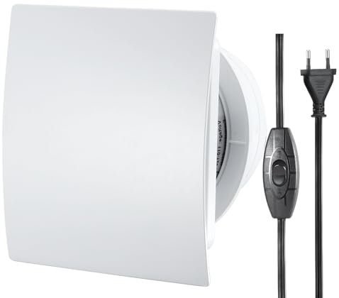 Moonjor 100mm VMC Salle de Bain, VMC Extracteur, Extracteur d'Air avec Interrupteur, 1m UE Prise pour Salle de Bain,Cuisine,Bureau,WC
