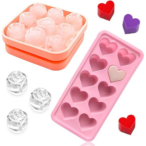 Silicone Ice Cube Tray Rose, Ice Cube Maker, Reusable Ice Cube Molds, Flexible Ice Cube Tray, Easy-Release Silicone Ice Moulds for Whiskey, Drink and Cocktail, Can Be Used in Freezer, Refrigerator.