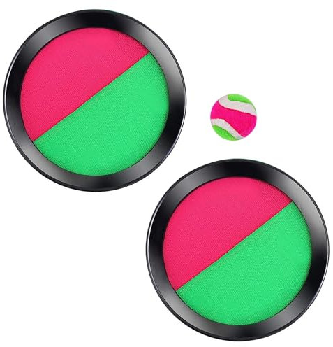 Toss and Catch Set with Two Hook and Loop Paddle Discs and Tennis Ball - Fun Outdoors, Garden & Beach Toy Game For The Whole Family, Develops Hand-Eye Coordination