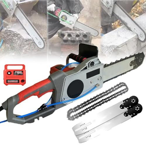 High-Power Electric Concrete Chainsaw - 5800W/6500W, 13In/18In Diamond Cutting Chain & Wall Chaser, Includes 2 Chains/Guide Bars for Efficient Concrete Cutting (35cm)