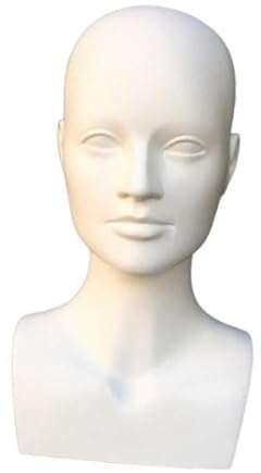 JAYIOLA Mannequin Tête Homme Épaules Modèle Perruque Porte-chapeau Accessoires PVC Résistant Adapté Aux Boutiques Salons Usage Domestique, Blanc Mat