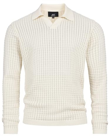 JEFF Herren JFLane Strickpullover Sweater aus 100% Baumwolle mit Polokragen | Edler Herrenpullover für Business und Freizeit mit klassischem Kragen, Strickshirt, Langarmshirt, Businesspullover für Männer