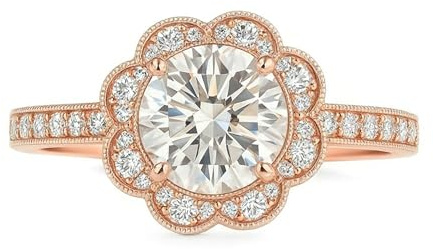 Skcess 18K Roségold Wedding Ring, Eheringe Moissanit Def Moissanit Größe 47 (15.0)