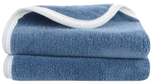 KinHwa 2 Pack Microfibre Hand Towels for Bathroom Abosorbent Small Guest Towels Thick Face Towels 30cm X 50cm Soft Fast Drying Hand Towels for Bath, Spa, Gym Blue