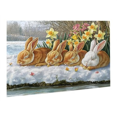 Hase Puzzle 1000 Teile, 3D Puzzle Erwachsene, EIN Herausforderndes Rätsel, Puzzlespiele für Die Ganze Familie, Geschenke für Männer, Frauen, Weihnachtspuzzle Home Dekoration Thema: Hase fr0-200