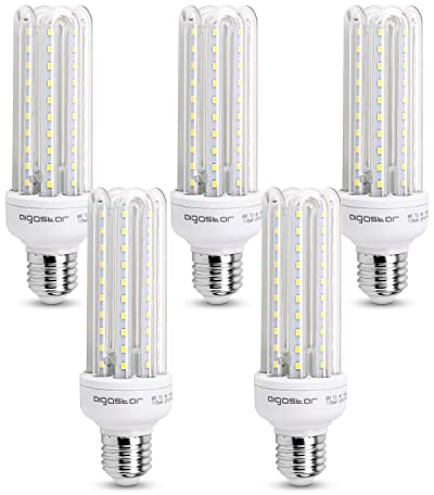 Aigostar Led E27 Kaltweiß 9W ersetzt 80W Leuchtmittel Lampe Birne 6400K 810 Lumen Groß Abstrahlwinkel 360 Grad Kaltes Licht T3 3U Stick Mais 5er Pack